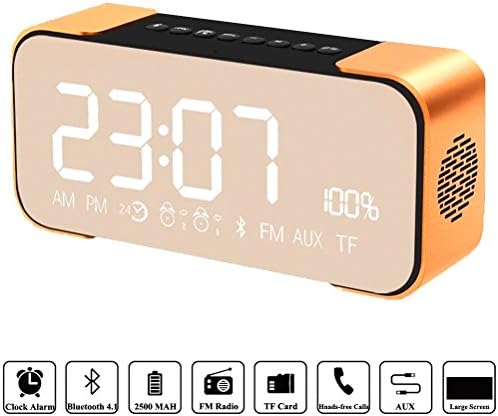 Bluetooth Speakers,HAMAXA Portable Wireless Stereo Speaker with Built-in Micrphone,Hands-Free,FM Radio,LED Alarm Clock,Two Subwoofer Enhanced Bass Hi-Fi Surround for iPhone iPad Samsung Tablet PC Home