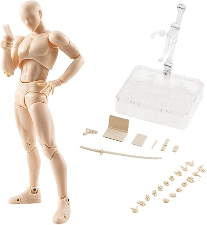 Amazon Co Jp 筋肉質体型 モデル人形 Pvc 可動式 塗装済み デッサン フィギュア デッサン用 素体 人形 デッサンドール ギフト アクセサリー付き パーツ付属 肌の色 男の人 ホビー