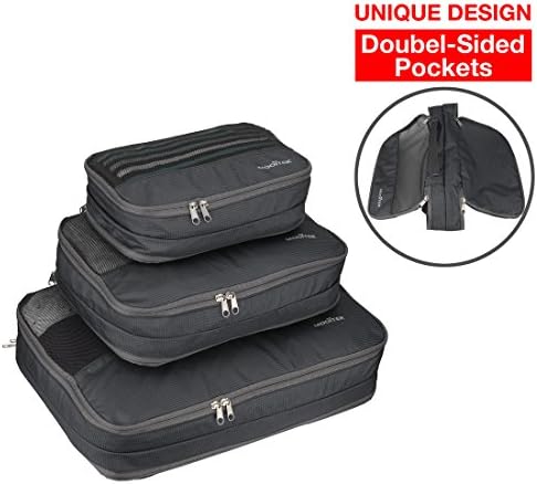 Travel Packing Organizer Packing Cube Set 3pc/4pc Double-Sided 6/5 Pockets, MOOITEK