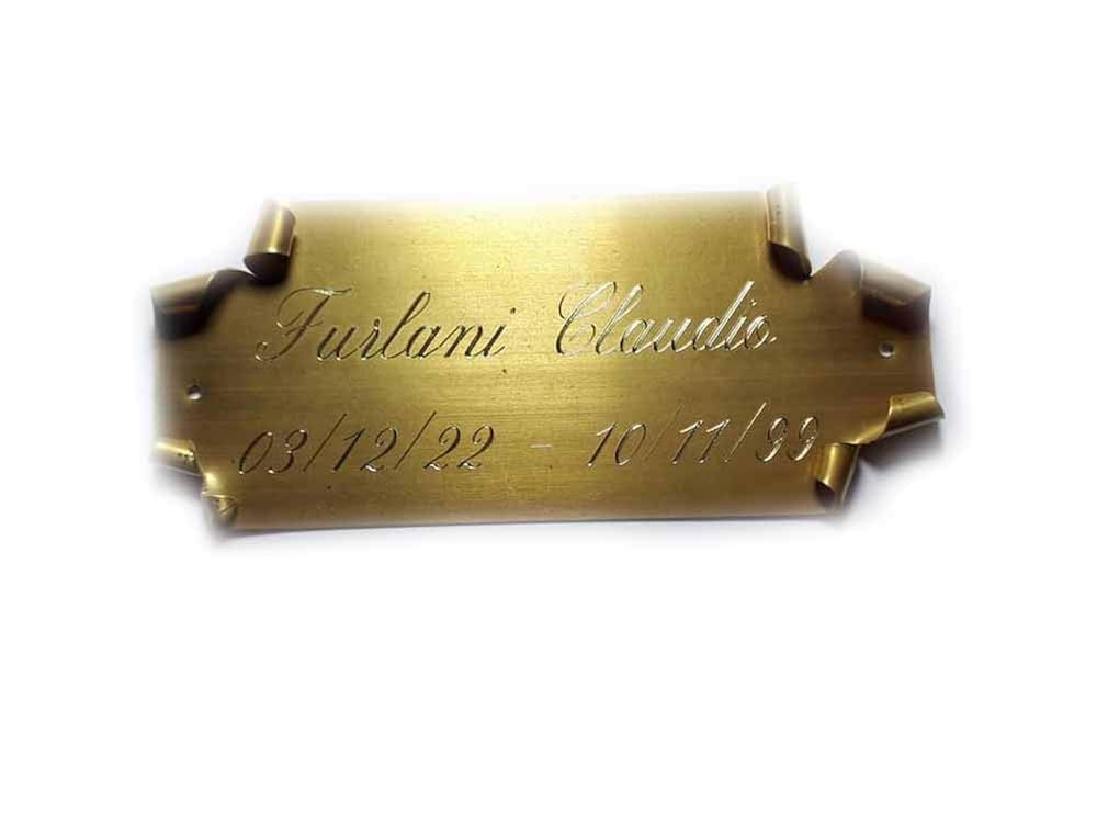 Targhetta Citofono In Ottone 1,5x5,5 Cm - Incisione Personalizzata Su 2 Righe Con Portachiavi - Foto 7