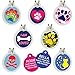 GoTags Unique Pet Tags, Personalized with 4 Lines of Custom Engraved ID, Silent Dog Tags with Glow in The Dark Silencer to Quiet Tag, Several Cute Tag Designs for Cat or Dog, (Rainbow Paw)