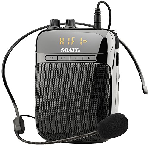 SOAIY S318 2000mAh Rechargeable Ultralight Voice Amplifier with LED Display, Recording Function, Waistband Support, FM/MP3 Format Audio for Teachers, Coaches, Tour-guides, Supermarket Salesman, Etc.