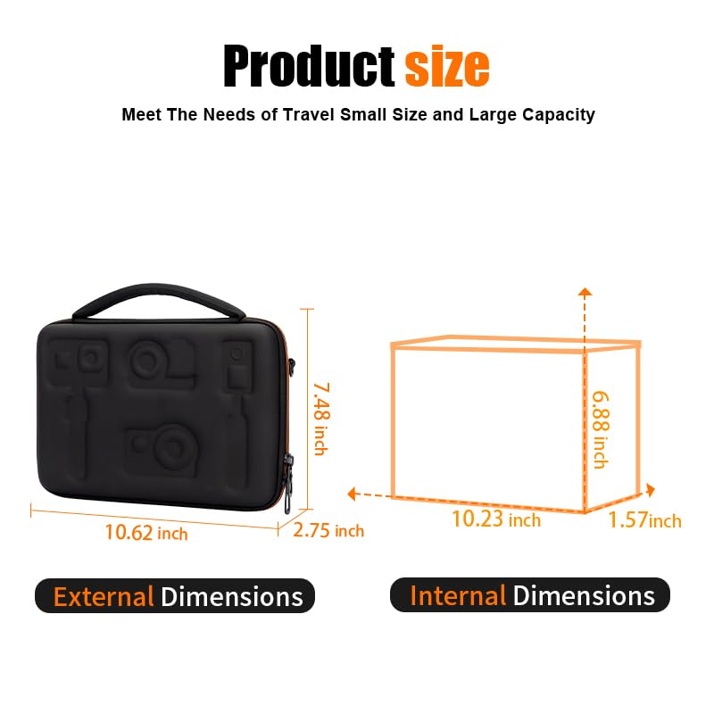 Cwatcun Action Camera Carrying Case for GoPro Hero/DJI Osmo Pocket 3/Action, Waterproof Carrying Case Shoulder Bag, Travel Case for Most Action Camera and Accessories