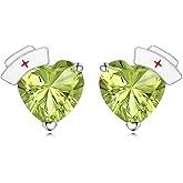 Birthstone Nurse Earrings 925 Sterling Silver Doctor Medical Studs Earring Graduation Nurse Hat Jewelry Gifts for New Nurse Doctor Student