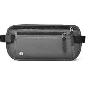 Passport Holder for Travel – Hidden Under-Clothes RFID Blocking Money Belt for Travel & Slim Travel Wallet Pouch(Dark grey)
