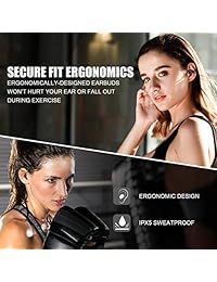 Letsfit Auriculares inalámbricos, Bluetooth 5.0 Auriculares in ear Deep Bass 3D Estéreo Sonido Auriculares con 27 horas de tiempo de reproducción, auriculares Bluetooth a prueba de sudor con micrófono integrado y funda de carga, s
