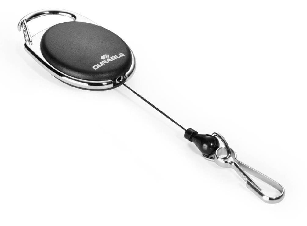 Durable Badge Reel STYLE in Black with Spring Clip | Pack of 1 | Perfect for Securely Holding Name Badges, Security Passes, Key Fobs, etc.