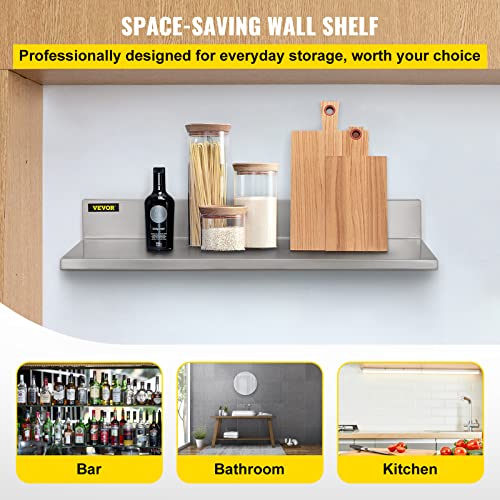 VEVOR Stainless Steel Wall Shelf, 8.6'' x 30'', 44 lbs Load Heavy Duty