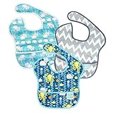 Bumkins SuperBib, Baby Bib, Waterproof, Washable, Stain and Odor Resistant, 6-24 Months, 3-Pack - Whales, Sea Friends, Gray Chevron