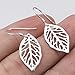S925 Sterling Silver Filigree Dangle Leaf Earrings for Women