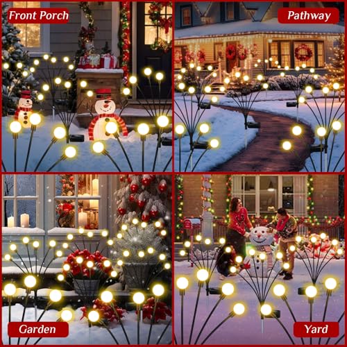 ZFNN Solar Garden Lights Outdoor, 4 Pack Firefly Swaying Lights, Waterproof Garden Decor for Yard Patio Pathway Lawn, Gardening Gifts for Women Christmas Decoration