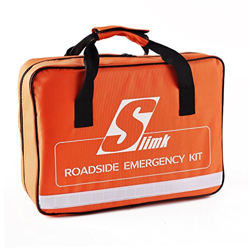 SlimK Car Emergency Kit Roadside Safety Kit with Jumper Cables Folding Shovel,Heavy Duty Tow Rope,Safety Hammer Window breaker,Tie Down Straps Ratchet,Ice Scraper