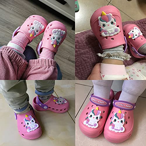 Kids Clogs for Boys Girls Non-Slip Cute Garden Shoes Children Lightweight Beach Pool Shower Slippers Sandals Mules Pink 160