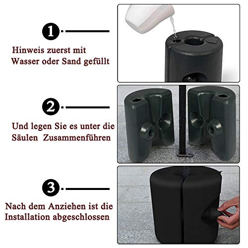 HENGMEI Pavillonstandfüße 4-teilig Pavillonfuß Standsicherung Befestigung mit Wasser befüllbar für Pavillons Gartenzelte… – Bild 4