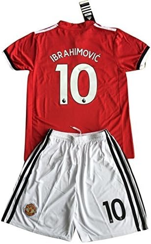 Ibrahimovic #10 Manchester United 2017-18 Kids/Youths Home Soccer Jersey &amp; Shorts (7-8 Years Old)