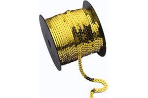 MEIHUASHENG Spangle Paillette Sequins Roll Spangle Flat,String Trim DIY Projects, Sequin String Ribbon Roll for Crafts,Embellishments,Costume Accessories(6MM,100 Yard) (Gold)