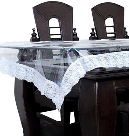 Radisson, Amazon's Choice Super Clear Easy Clean PVC Tablecloth / Table Cover With Lace (60-inch x 84-inch OVAL, Beautiful White Lace)