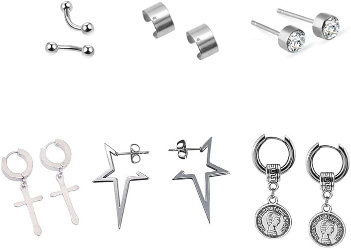 Amazon Co Jp Evbea 片耳用 フープ スタンド ピアス セット イヤリング メンズ レディース 人気 韓国 Kpop風 収納袋付き 彼氏 誕生日 プレゼント 12個セット ジュエリー