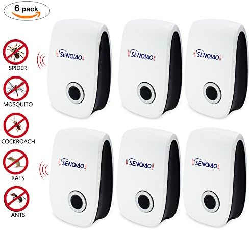 SENQIAO Electronic Pest Repller,Ultrasonic Pest Repellent, Repellent for Bugs,Cockroach, Mosquitos, Fleas,Ants, Spiders, Mouse,Mice and More (6)