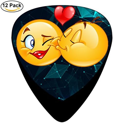 Kiss Smiley Guitar Picks 12-Pack Celluloid Paddles Plectrums 0.46mm/ 0.71mm/ 0.96mm for Print Customized Guitar Bass Musical Instruments