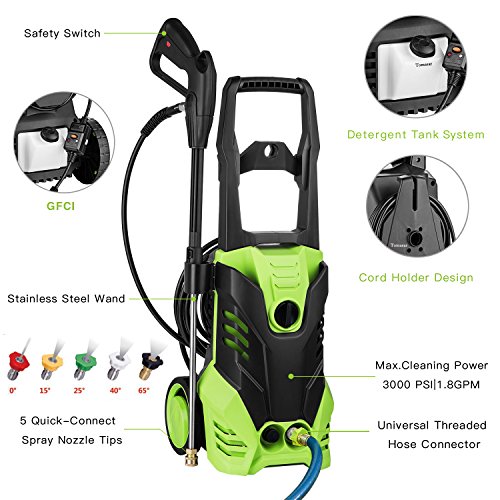 image for Rendio 3000 PSI Electric Pressure Washer, 1800W Power Washer, High Pre
