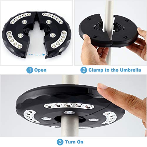 Umbrella Light, Cordless 24 LED Night Lights, Umbrella LED Light, Battery Operated Umbrella Pole Light for Umbrellas, Camping Tents or Outdoor Use