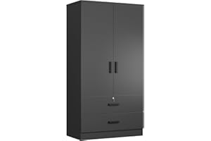 Woodpeckers Furniture And Mattress 2-Door Armoire with 2-Drawers (Black)