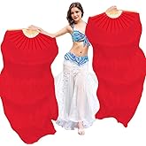 Women 1 Pair Hand Made Silk Belly Dance Fan Veils Long Bamboo Fan for Dancing