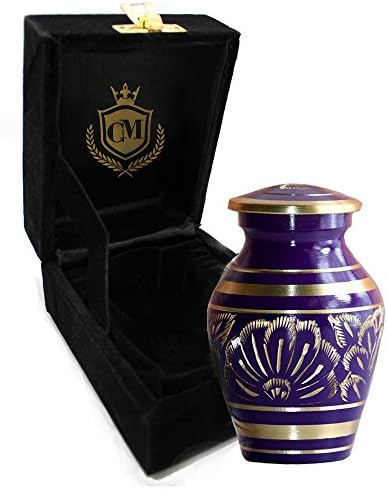 Purple Royale - 100% Brass Burial or Funeral Cremation Urn for Human Ashes Adult and Small (Small)