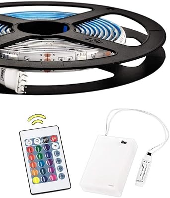 3 M Batteriebetriebene Rgb Led Lichtbander Flexible Lichtschlauchbeleuchtung Mit Batteriefach Und 24 Tasten Rf Fernbedienung Amazon De Beleuchtung