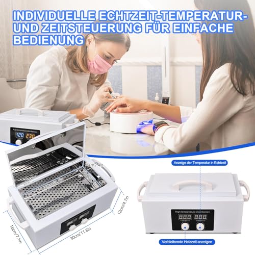 300 W Hot Air Steriliser Disinfectant with High Temperature Dryer & Timer | Steriliser for Tools & Wipes | Ideal for Dentist, Laboratory, Beauty Salon & Nail Studio