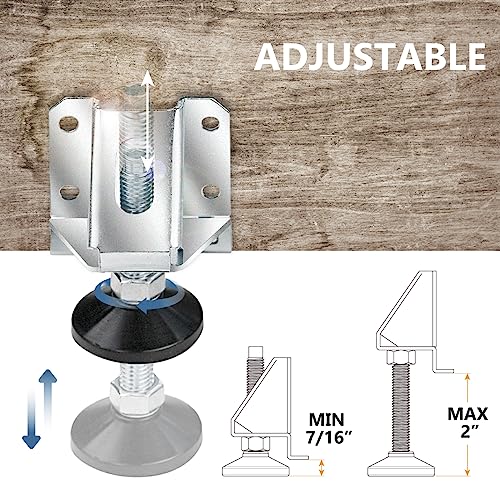 POWERTEC 71136 Leg Leveler, Adjustable Leveling Feet Kit with Screws
