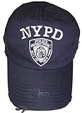 NYC FACTORY NYPD Baseball Hat New York Police Department Distressed White Logo Navy Blue