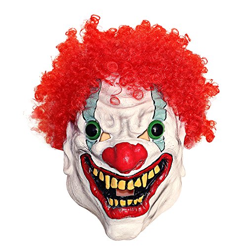 XIAO MO GU Latex Scary Devil Clown Mask For Halloween Party Cosplay Costumes Face Mask Adult