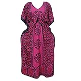Caftan Dress Pink Printed Long Kaftans Maxi House Dresses One Size