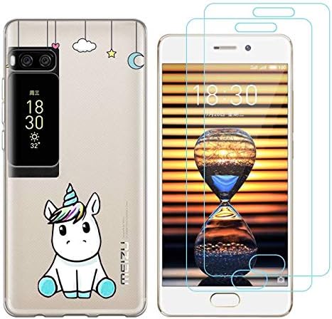 crisant Meizu Pro 7 Case Unicorn Premium Soft Silicone Gel TPU Protective Back Cover for Meizu Pro 7 (5,2 Inch) With Two Tempered Glass Screen Protector