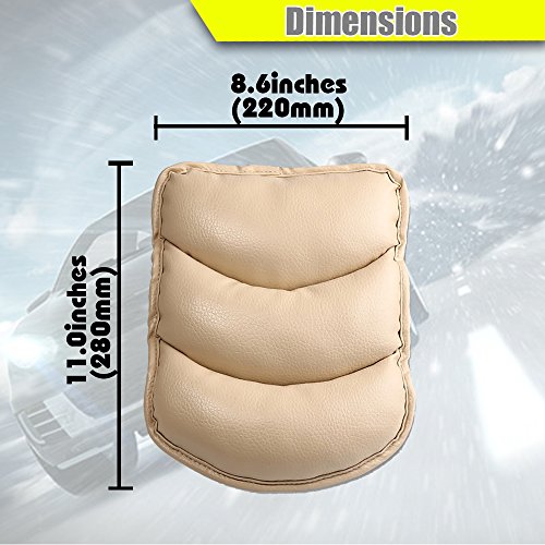 GAMPRO Luxury PU Soft Leather Car Center Console Cushion(11x 8.6 inches) Vehicle Seat Cushions Armrest Pillow Pad for Car Motor Auto Vehicle, Raises Your Center Console.(Beige)