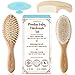 4 Piece Wooden Baby Hair Brush and Comb Set - Natural Soft Goat Bristles | Wood Bristles for Massage | Helps to Prevent or Cradle Cap - for Newborns and Toddlers | Perfect Baby Shower & Registry Gift