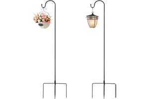 Eandisom Adjustable 29 Inch Shepherd Hooks Thick Rust Resistant Steel Shepard Hooks for Outdoor Hanging Lanterns, Bird Feeders, Solar Lights, Weddings Decor, Lawn, Garden Patio Lawn 1Pack