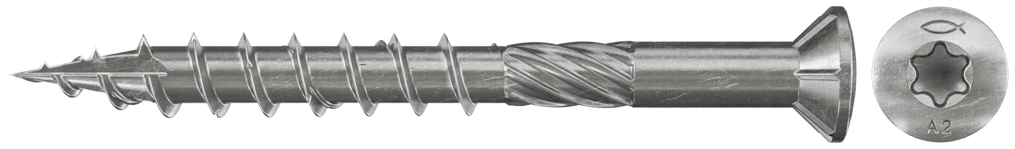 fischer Decking Screws 5.0 x 60 Countersunk Head Partially Threaded Stainless Steel A2 Inner Star Torx Drive for Screwing Patio Planking on Wooden Substructures Pack of 150 — image 1