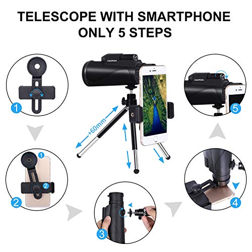 3 Monocular+12X50+Smartphone+Control+Waterproof+Surveillance