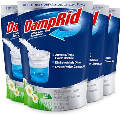 DampRid Refill Bag, 4-Pack - Fresh Scent Moisture Absorbers for Rooms with Excess Humidity, Long-Lasting, Eliminates Musty Odors and Creates Fresher Air, 4/2 lb. 12 oz (1.24 kg)