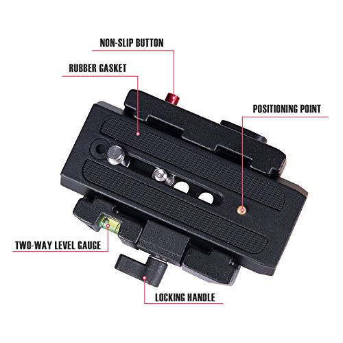 Quick Release Plate Adpater,with 1/4 and 3/8 Inches Screw for DSLR Camera Camcorder Tripod Monopod Manfrotto501HDV 502HDV 503HDV
