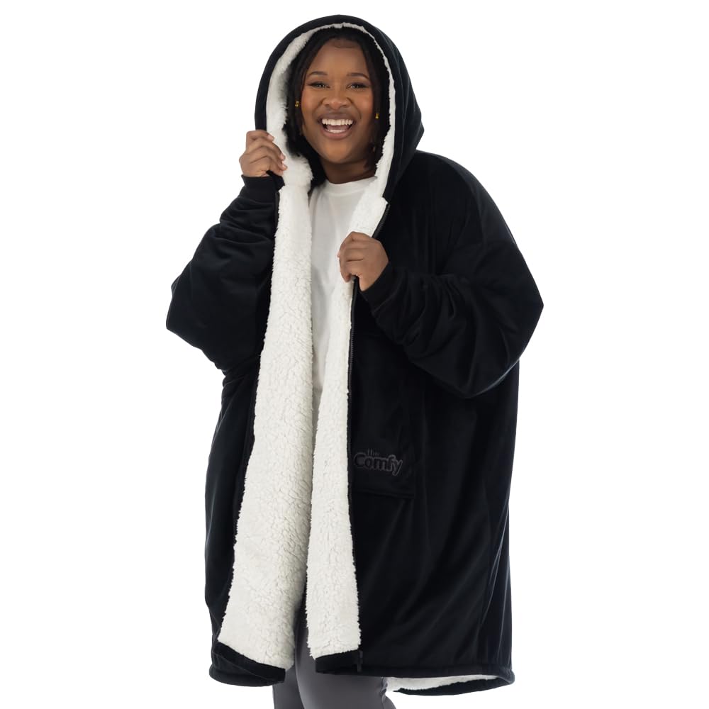 THE COMFY Original Full Zip | Sherpa Lined Microfiber Fleece Wearable Blanket, Seen on Shark Tank, One Size Fits All, Warm & Cozy Gifts Image