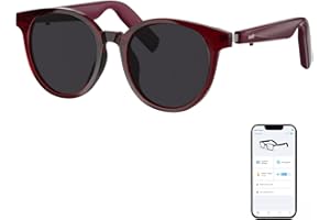 GetD Smart Sunglasses, Round Polarized Lens Bluetooth Glasses for Women and Men with Speaker, Music Glasses AI Translator, 11H Battery Life, Voice Control, Smart Eyewear for Travel Driving Meeting