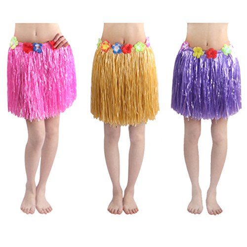 Neworkg 8 Pack Elastic Hawaiian Grass Hula Skirt?Dance Dresses luau Party Favors