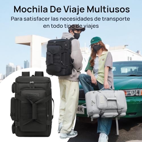 Mochila de Viaje 10kg Avion Expandible 60L, Mochila para Viaje Impermeable Portátil Mochila para Laptop de Senderismo Plegable Ligera Gran Capacidad con Múltiples Compartimentos