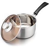 TeamFar Saucepan with Lid, 2 qt Sauce Cooking Pot Milk Pan Stainless Steel | Professional with Long Heatproof Handle for Home Kitchen Restaurant, Healthy &amp; Non Toxic, Multi-use &amp; Dishwasher Safe