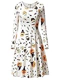 KIRA Casual Dress, Women's Halloween Candy Pumpkin Skull Printed Dress 17049-7 Small