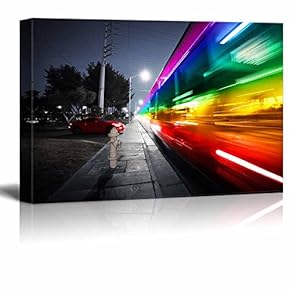 Canvas Prints Wall Art - Speeding Bus, Blurred Motion Las Vegas BLVD, Las Vegas, USA - 12" x 18"